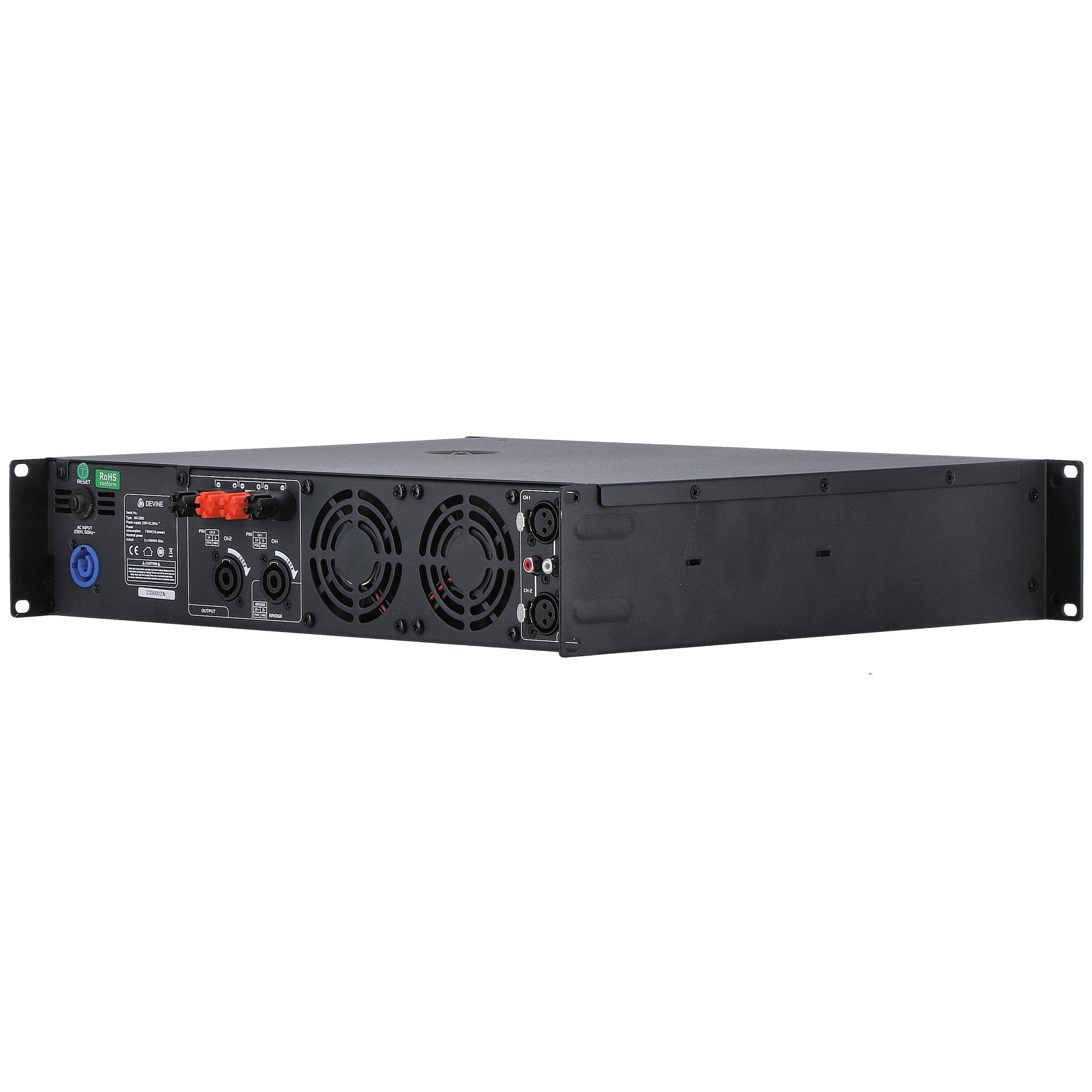 Devine MX-2000 2-kanaals PA-eindversterker 2x 1000W @ 8 Ohm