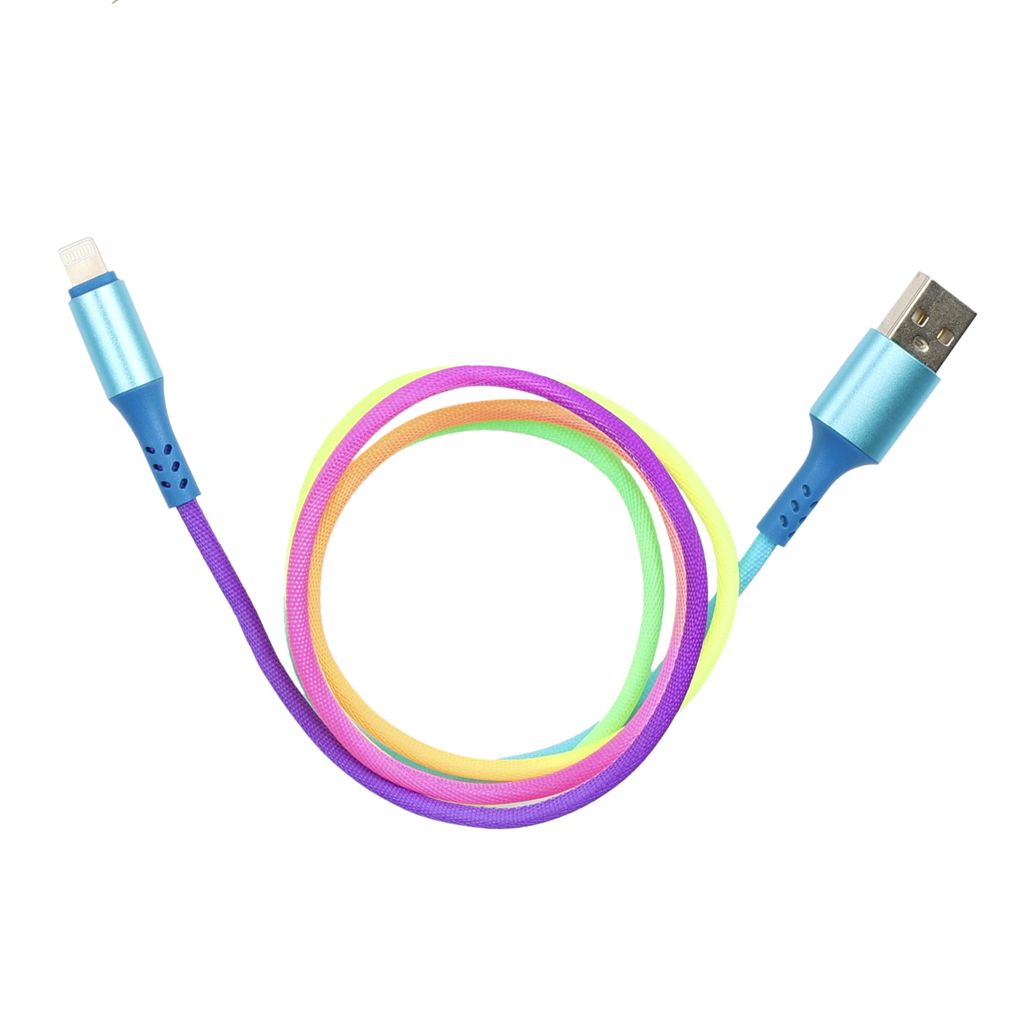 CABLE CHARGE 2A ET SYNCRO IPHONE ARC EN CIEL