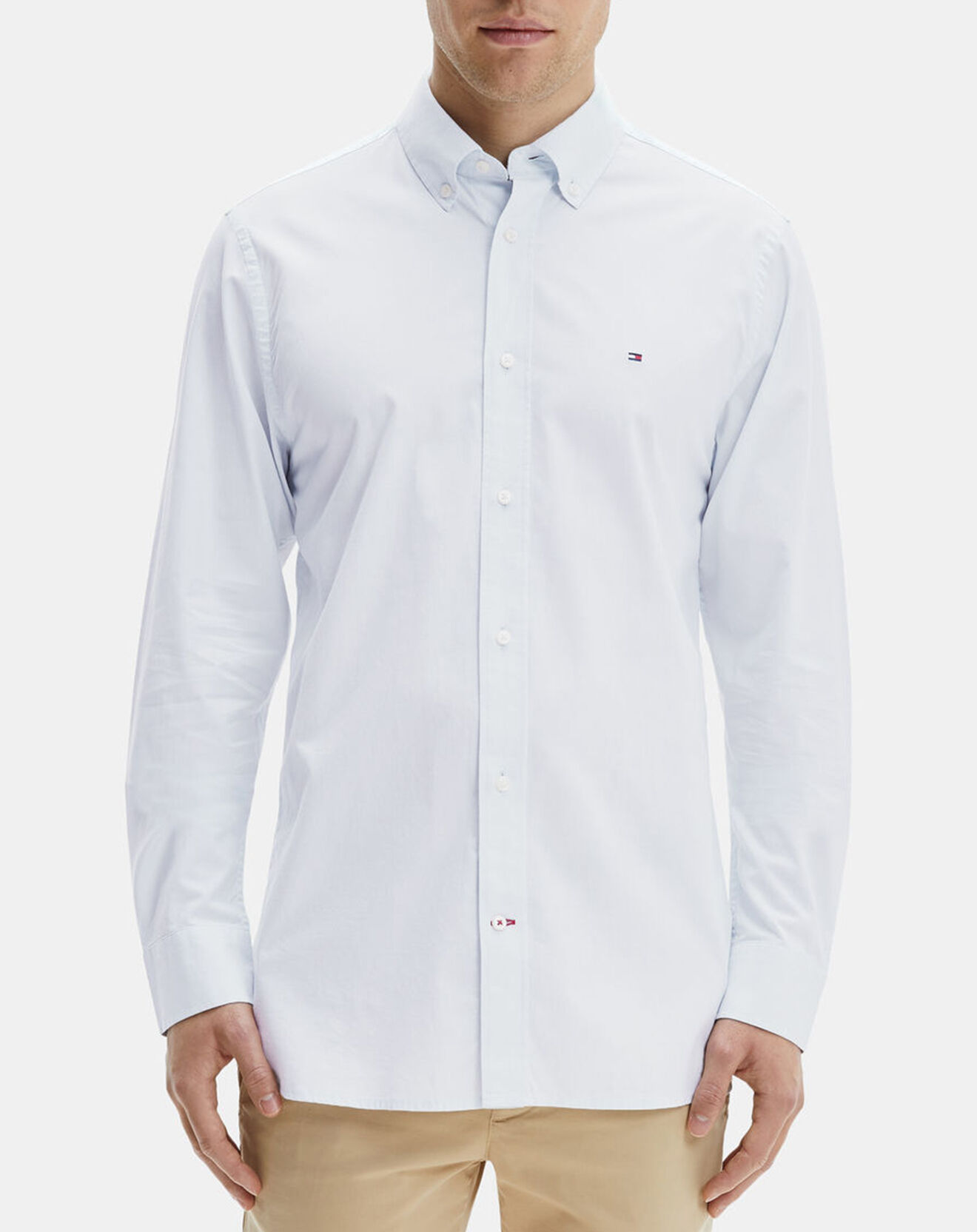 Tommy Hilfiger Chemise droite en Popeline Natural Soft bleu ciel