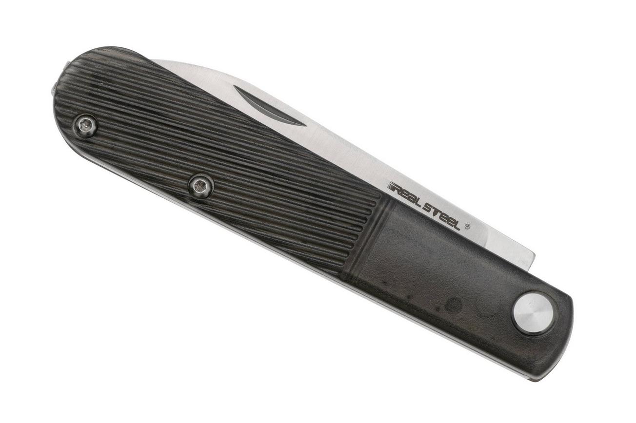 Real Steel Barlow RB1, 8041B Droppoint 12C27, Black PC, slipjoint zakmes