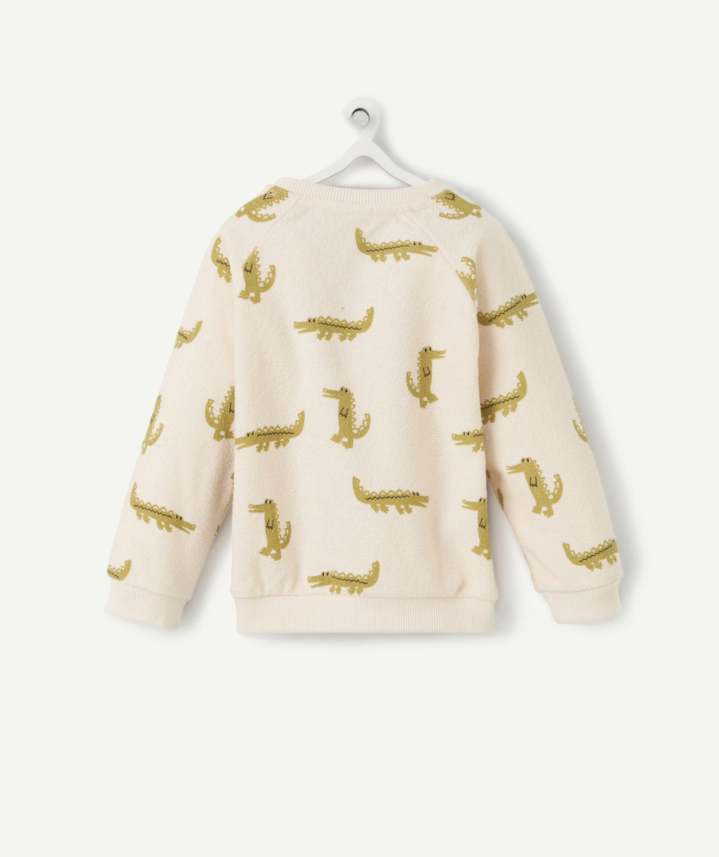 sweat bébé garçon matière éponge en fibres recyclées imprimé crocodiles