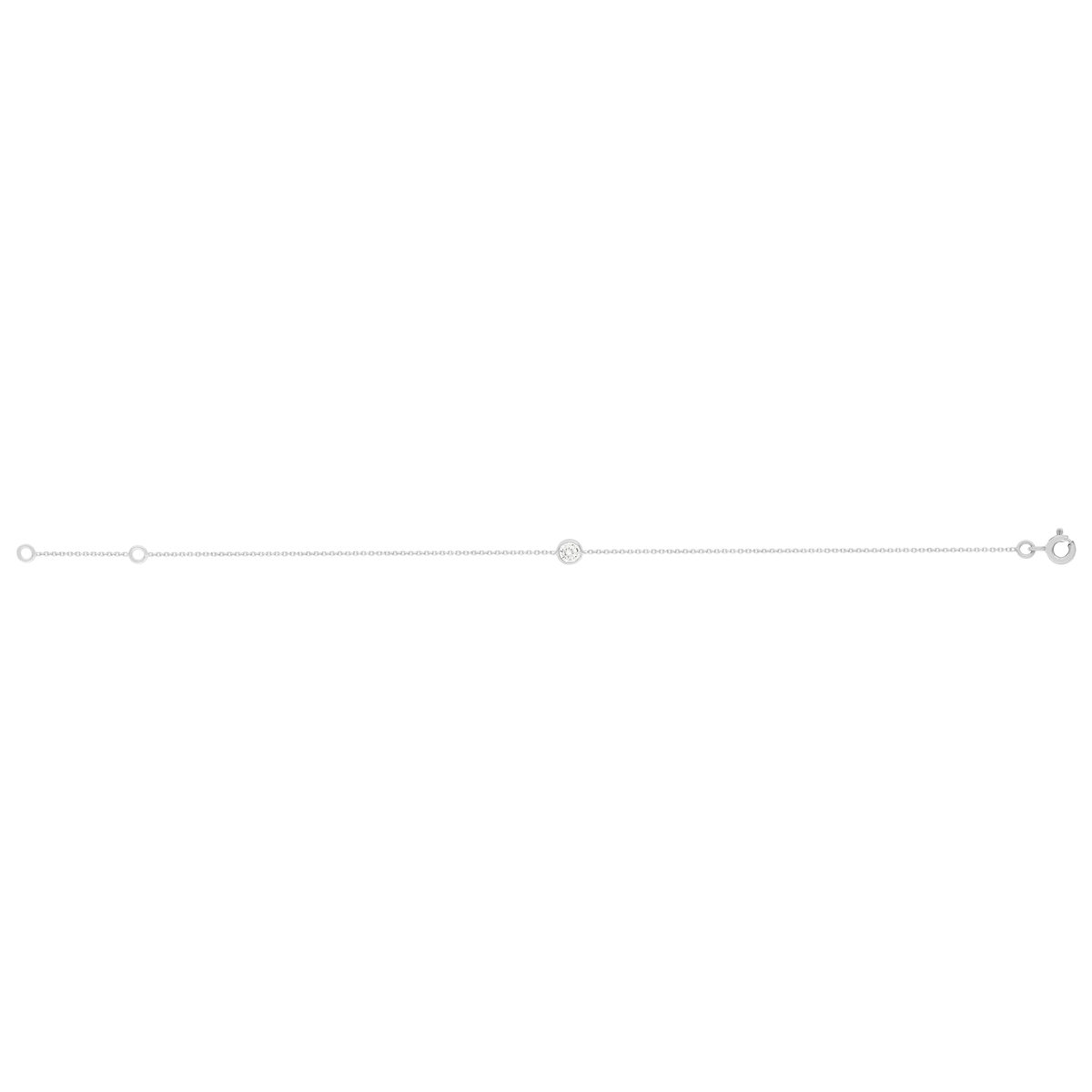 Bracelet or 375 blanc zirconia 18.5 cm