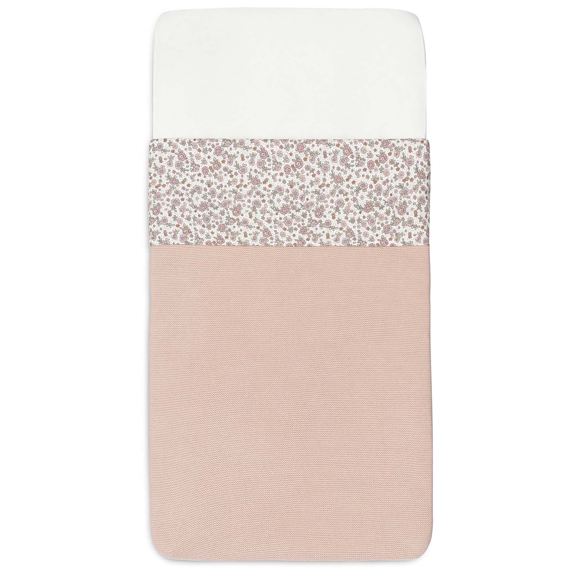 Jollein ledikantlaken retro flowers wit