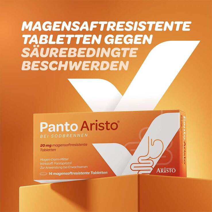Panto Aristo bei Sodbrennen 20 mg Pantoprazol magensaftresistent Tabletten, 14 St