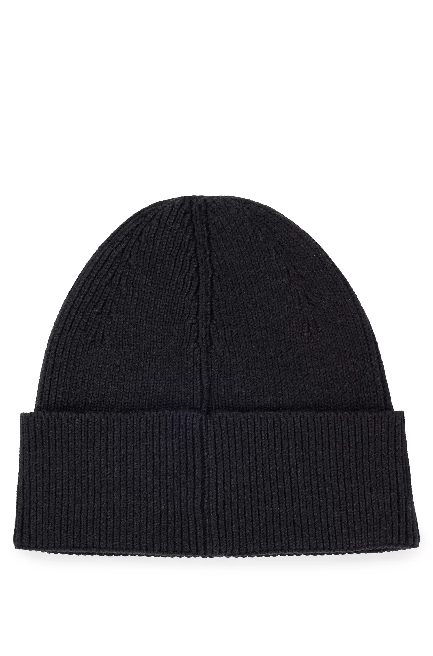 Gorro BOSS com logotipo laranja bordado, em algodão e lã.