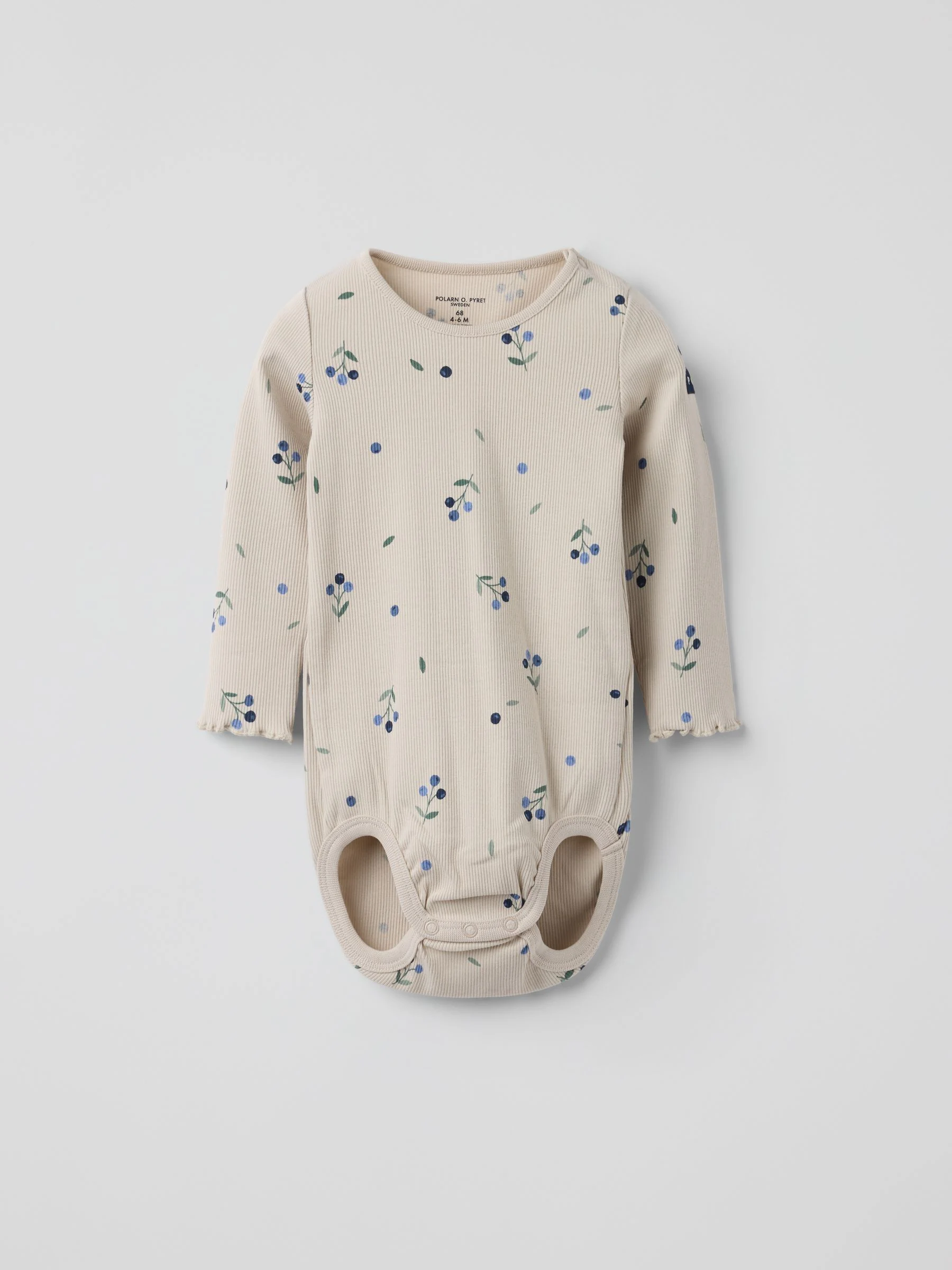 Polarn O. Pyret Cotton Ribbed Blueberry Print Babygrow