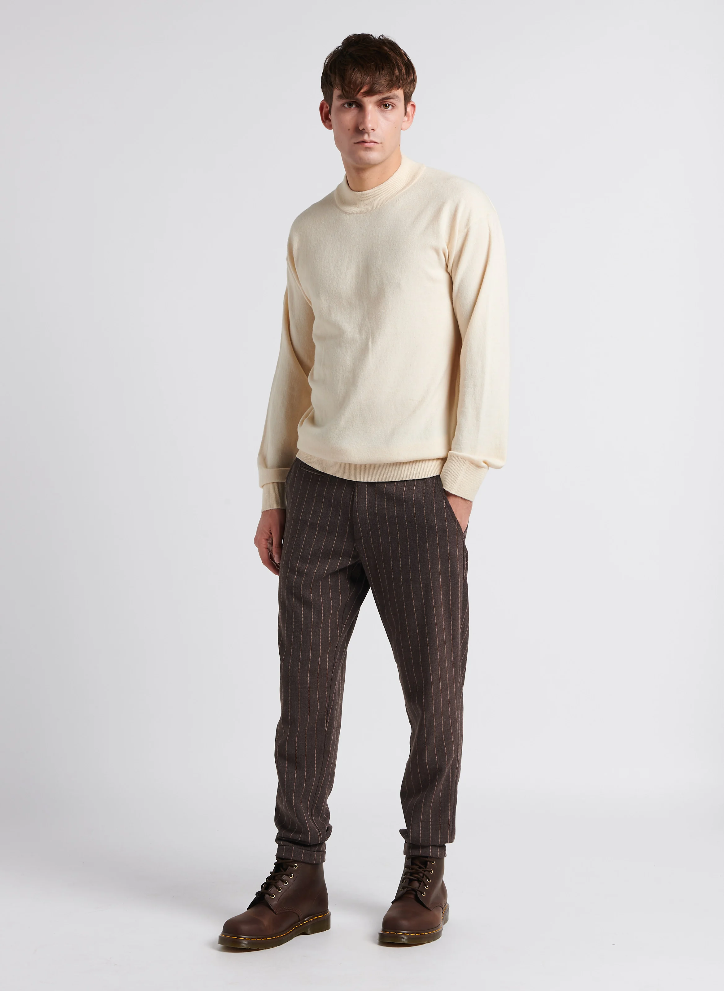 Pull col rond| Beige