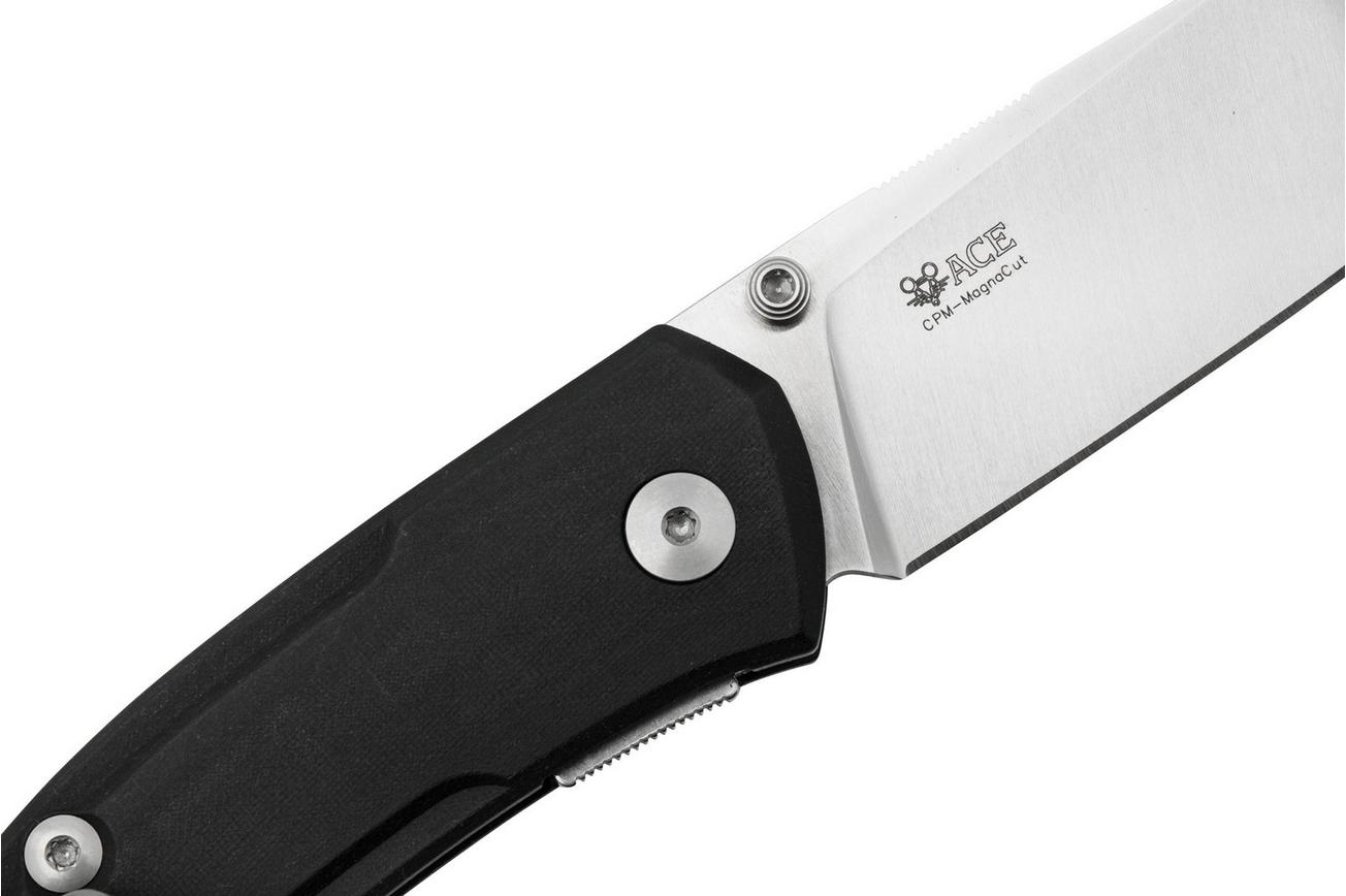 GiantMouse ACE Iona V2 Black Linen Micarta, Satin Magnacut, zakmes