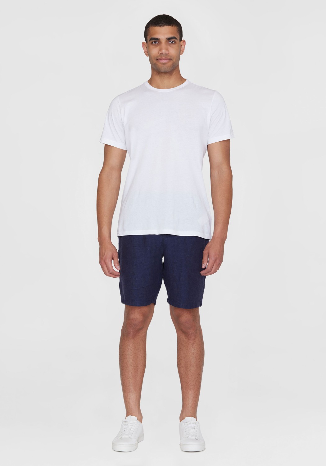Knowledge Cotton Apparel Leinenshorts Fig Loose Herringbone Shorts Total Eclipse