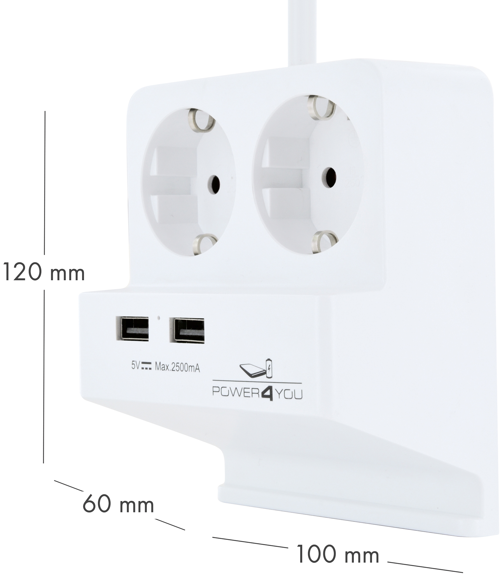 Schwaiger USB bureau contactdoos met smartphone houder