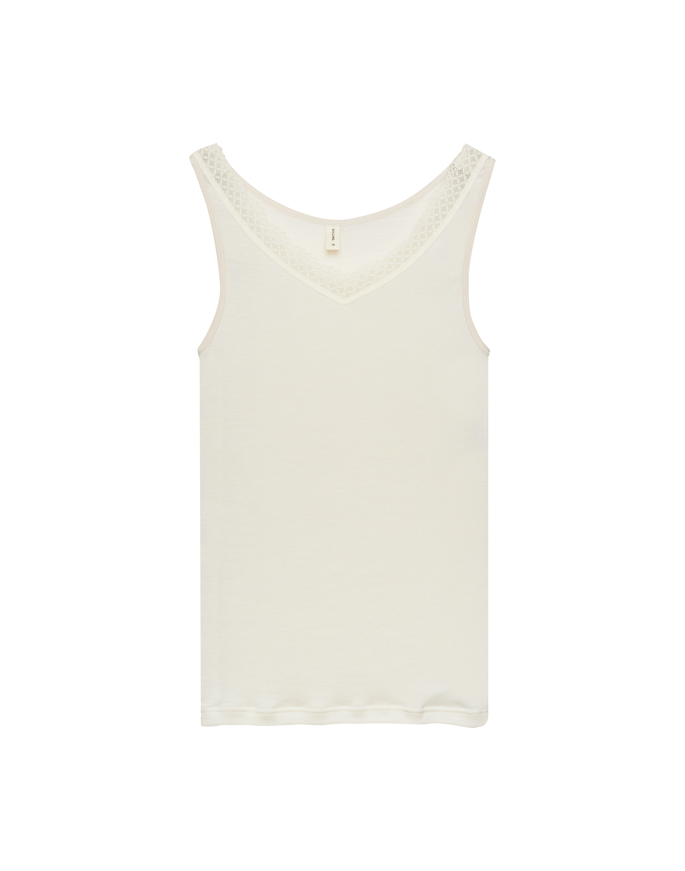 Tanktop met kanten rand van merinowol/zijde voor dames