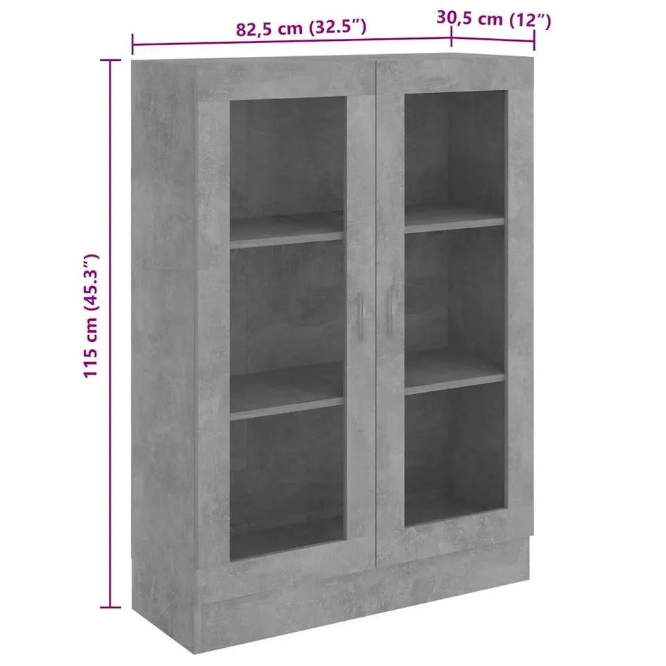 vidaXL - Vitrinekast - Grijs - Bewerkt hout