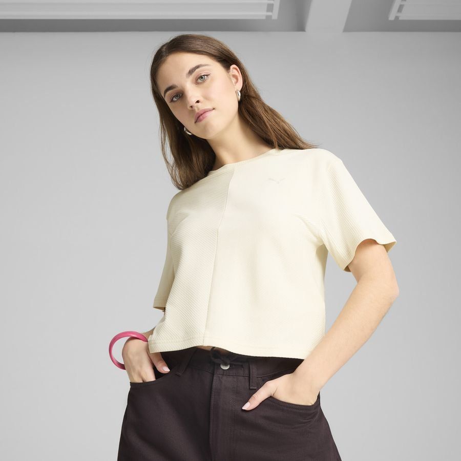 Puma WARDROBE ESS Geripptes Relaxed Fit T-Shirt