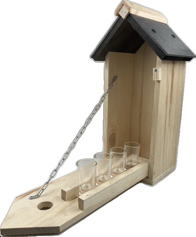 Garden Spirit - Vogelhuisje met Shotglaasjes - FSC-gecertificeerd Hout - 15 x 20 x 40 cm