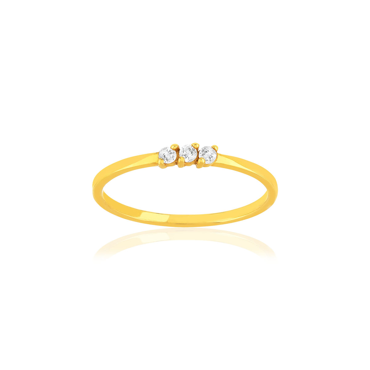 Bague or 375 jaune zirconia blanc