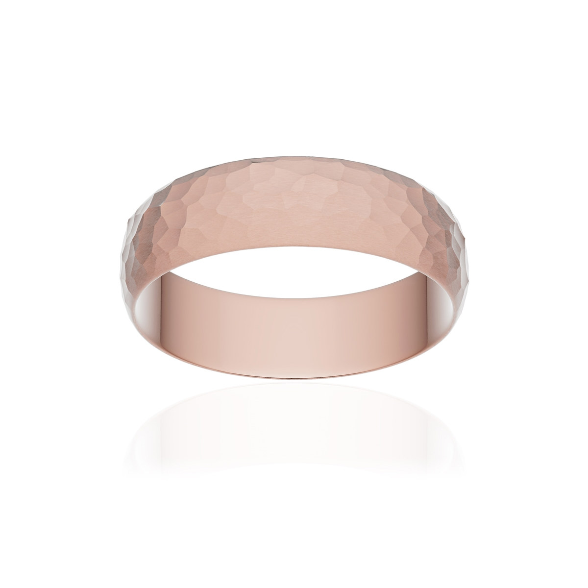 Alliance or 375 rose martelé ruban 5,5mm