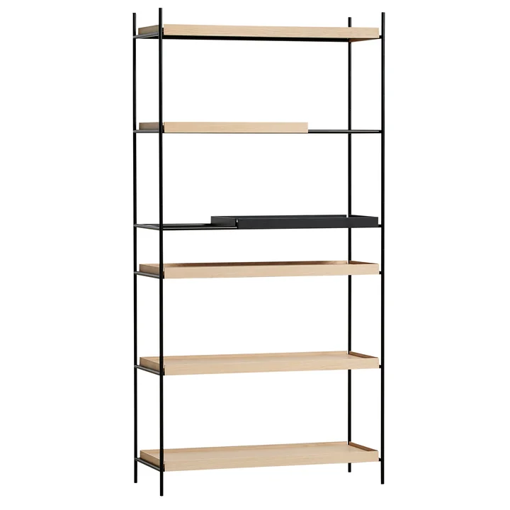 Woud - Tray Shelf hoch, Eiche / schwarz (Konfiguration 7)