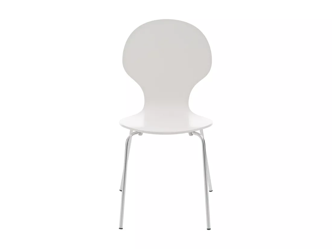 Lot de 4 Chaise de conférence - Bois - Blanc - DIEGO
