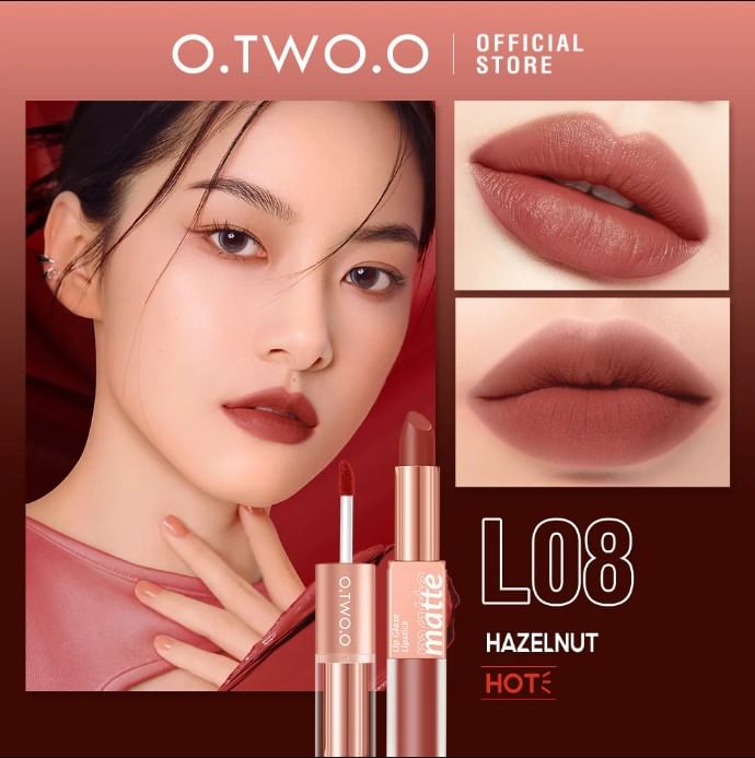 O.TWO.O - Nieuwe 2-in-1 lippenstift en lipmodder - 4 kleuren