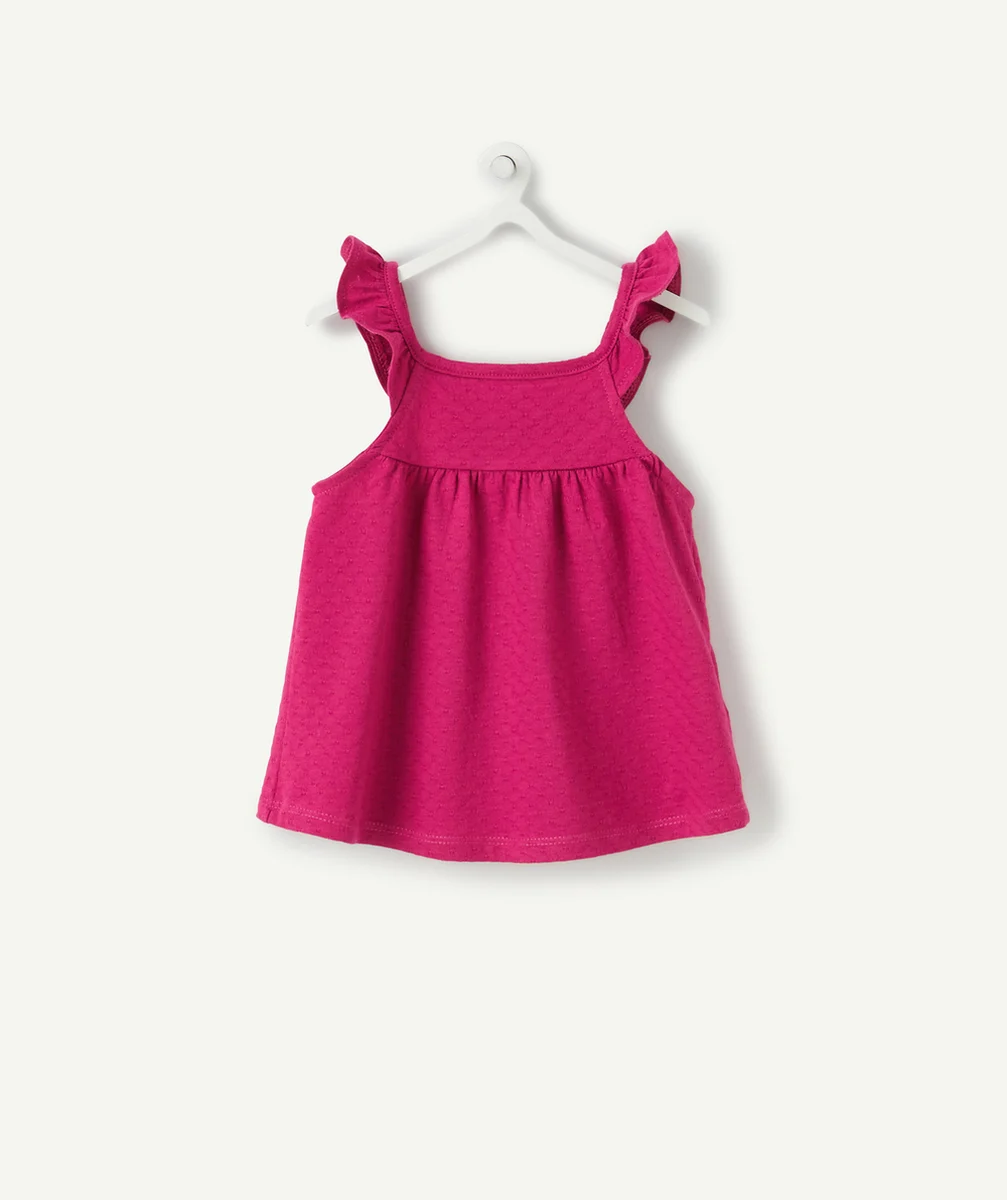 LE T-SHIRT FUCHSIA EN COTON BIOLOGIQUE À BRETELLES