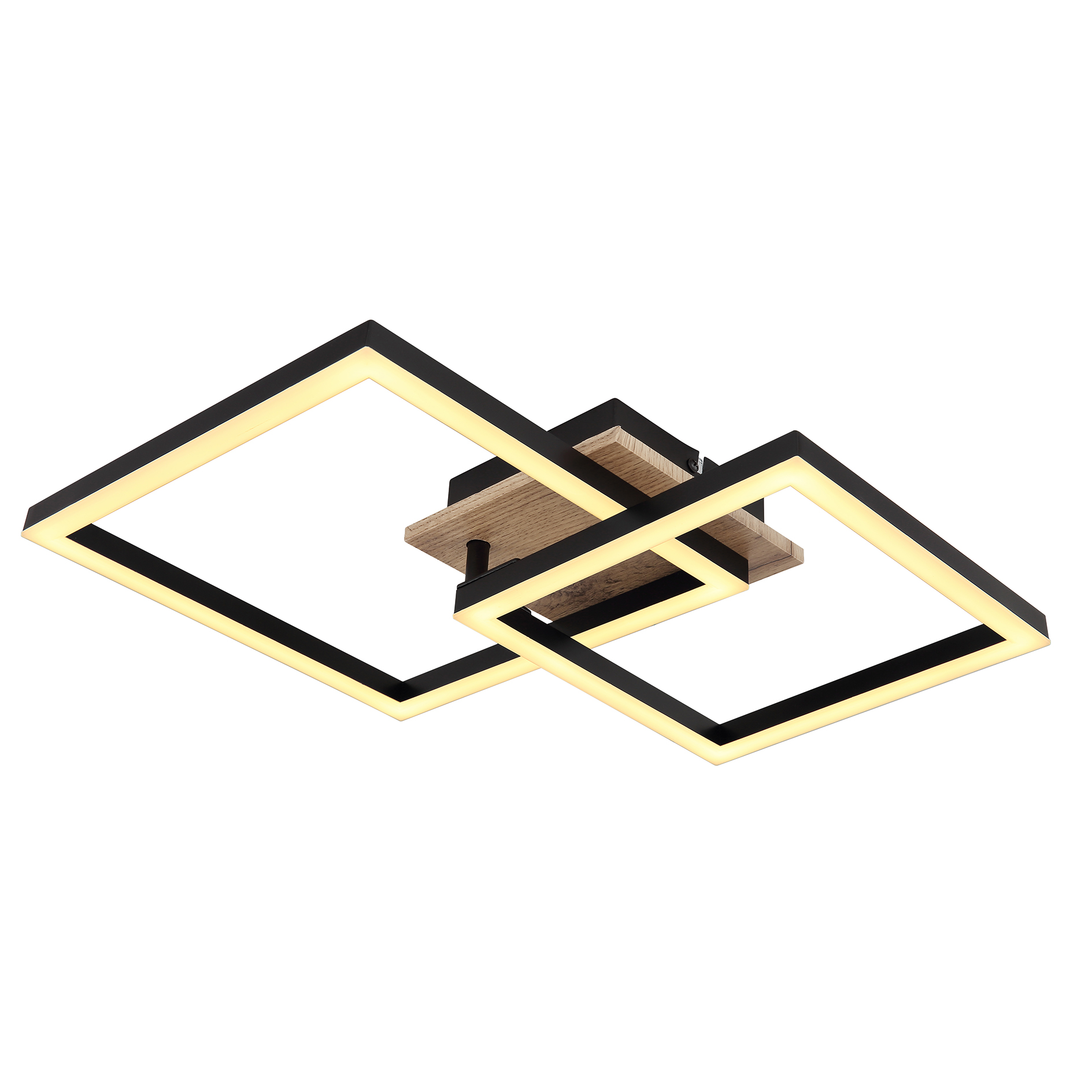 LED-Deckenleuchte - schwarz-Holzoptik-opal - 18 Watt