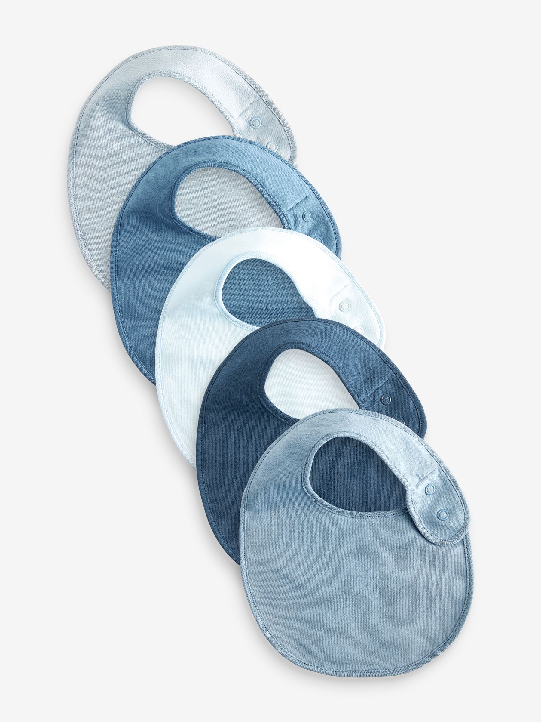 Blauw - Verpakking van 5 babyslabbetjes van 100% katoen