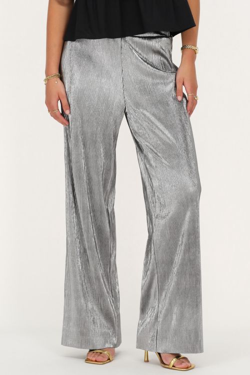 Zilverkleurige plissé broek
