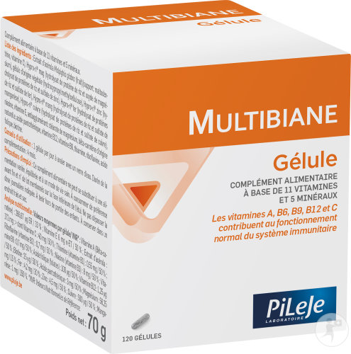 PiLeJe Multibiane Complément Alimentaire À Base De 11 Vitamines Et 5 Minéraux 120 Gélules