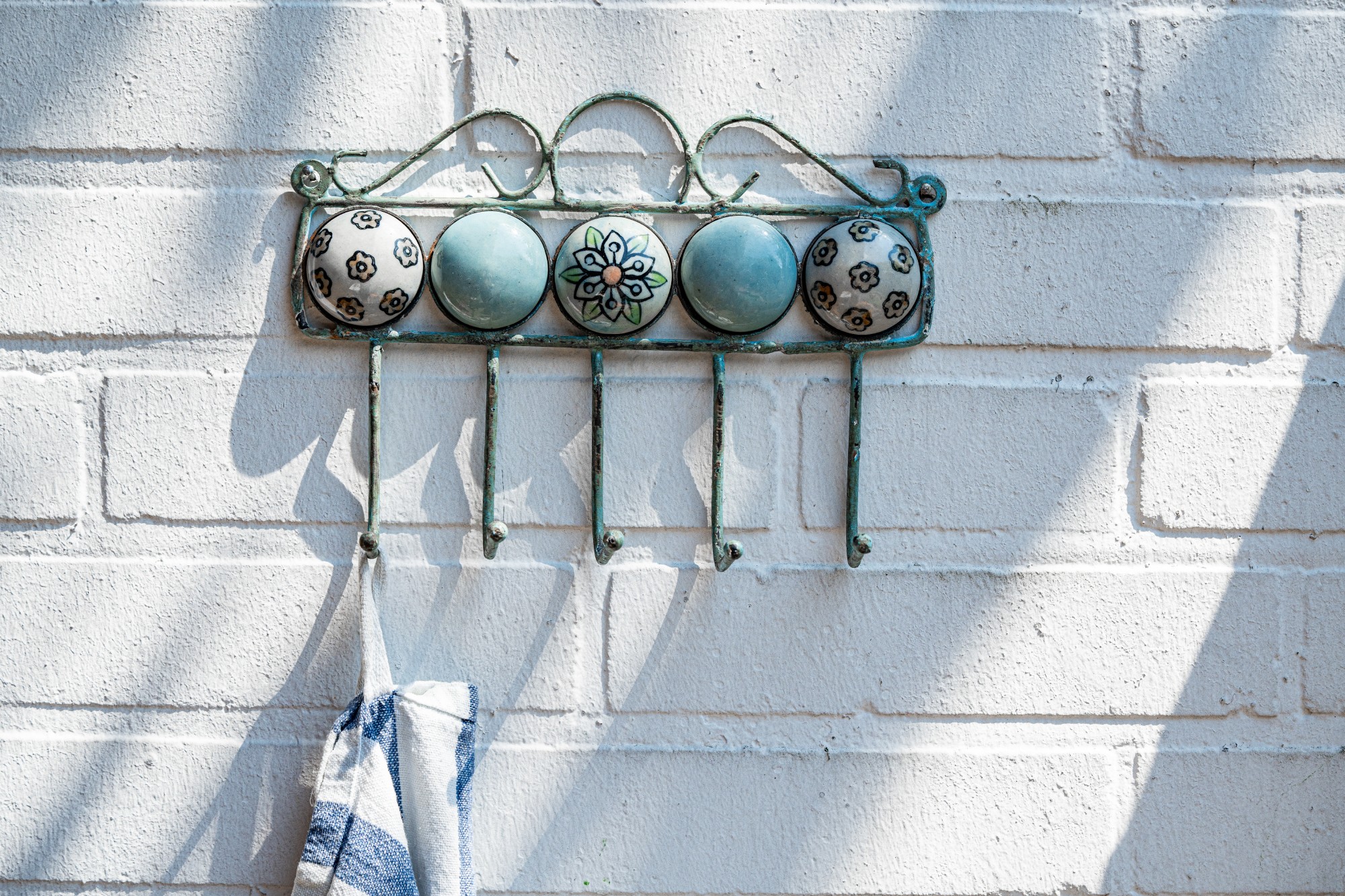 5er Wandhaken, blau, T 5 cm, B 23 cm, H 16 cm von fischer's lagerhaus
