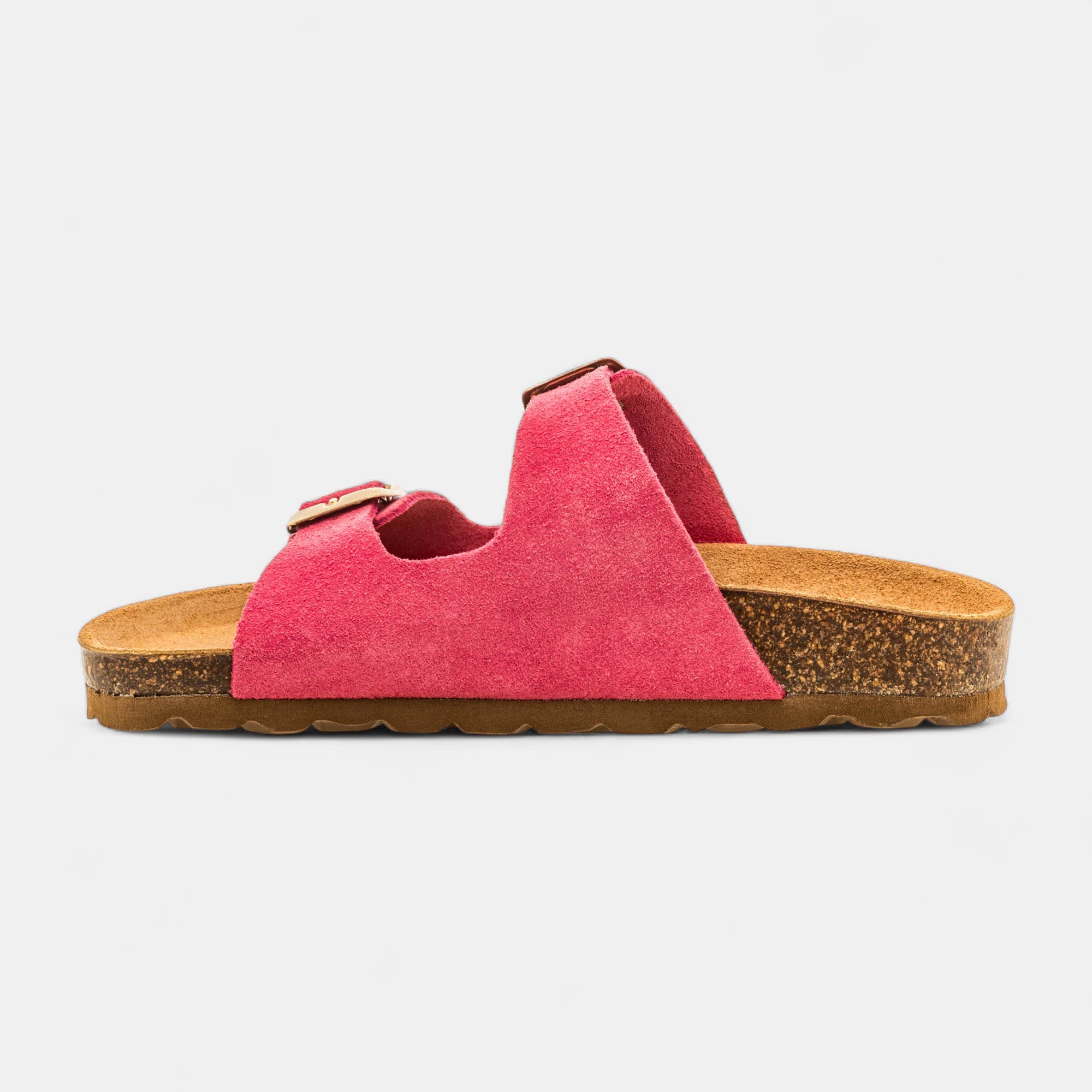 Mules semelle liège Fille en cuir rose