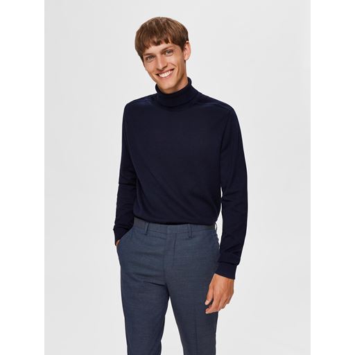 Selected Homme Berg Roll Neck Strik, Navy Blazer, XL