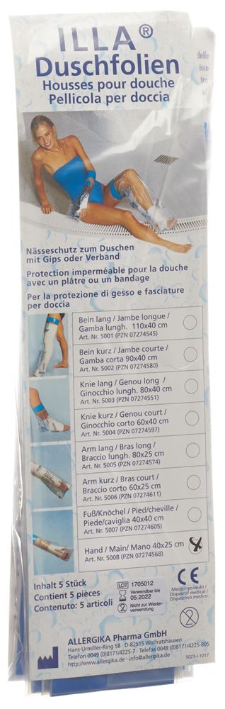 ILLA Dusch Schutzfolie<br>5 Stück, Beutel, 40x25cm, Hand