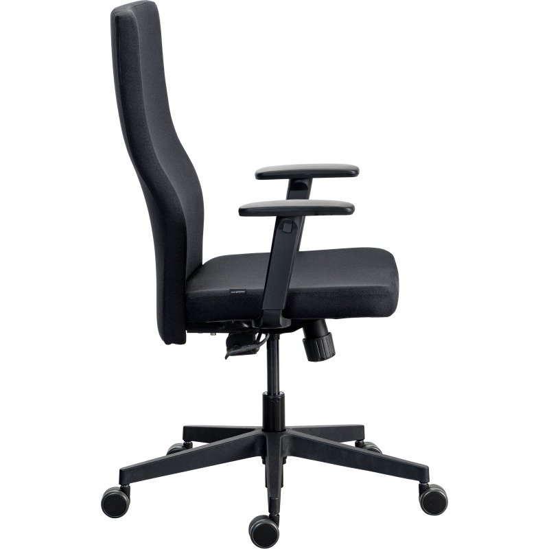 Chaise de bureau ergonomique TEAM PLUS, tissu, avec accoudoirs 1D, mécanisme synchrone, pieds noirs