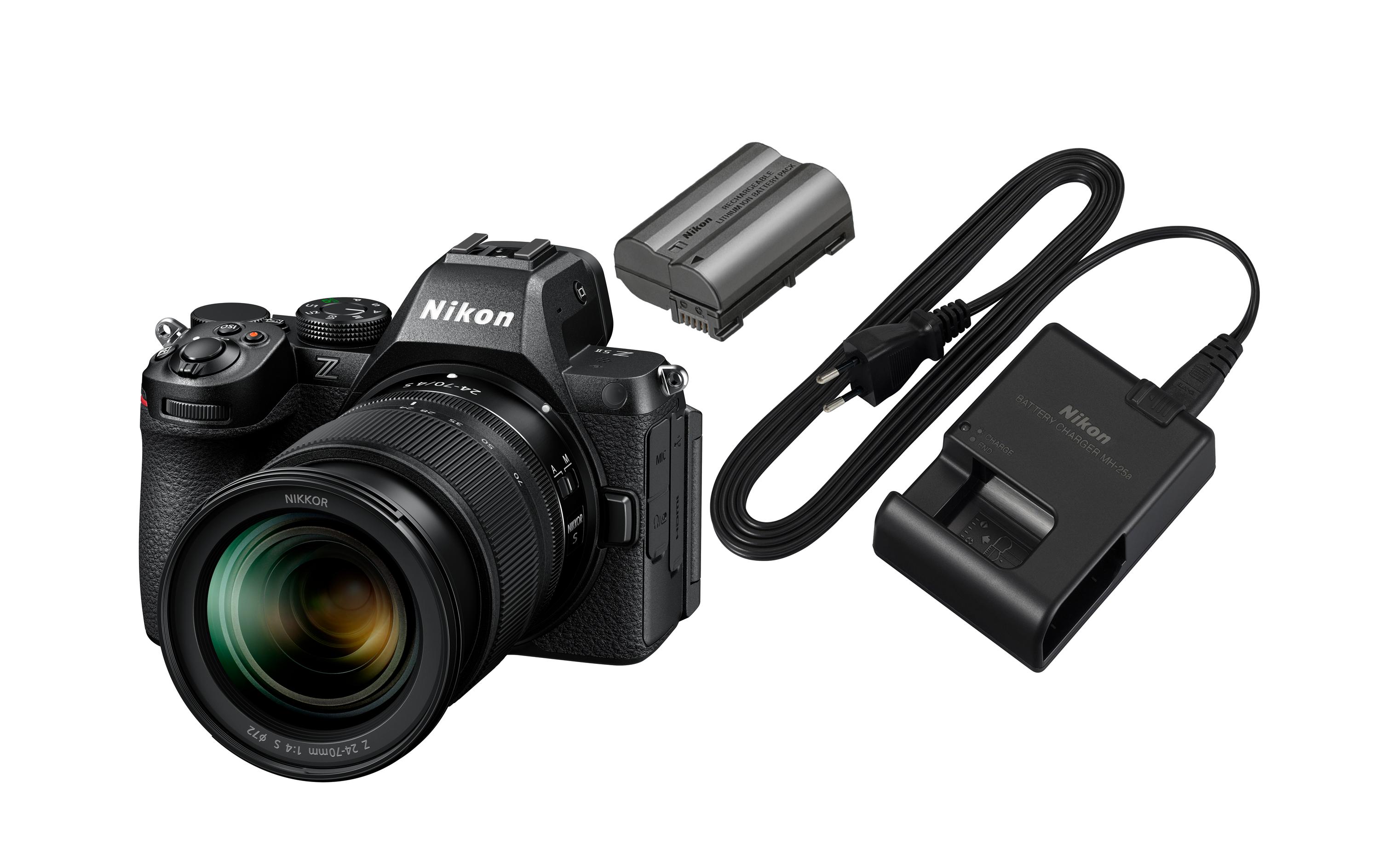 Fotokamera Z5II Kit NIKKOR 24-70mm, Akku, Ladegerät<br>Spiegellose Kamera mit beeindruckender Bildqualität bei Fotos und Filmen mit Objektiv, Akku und Ladegerät