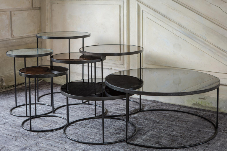 Ethnicraft Nesting round salontafel set van 2 Bronze
