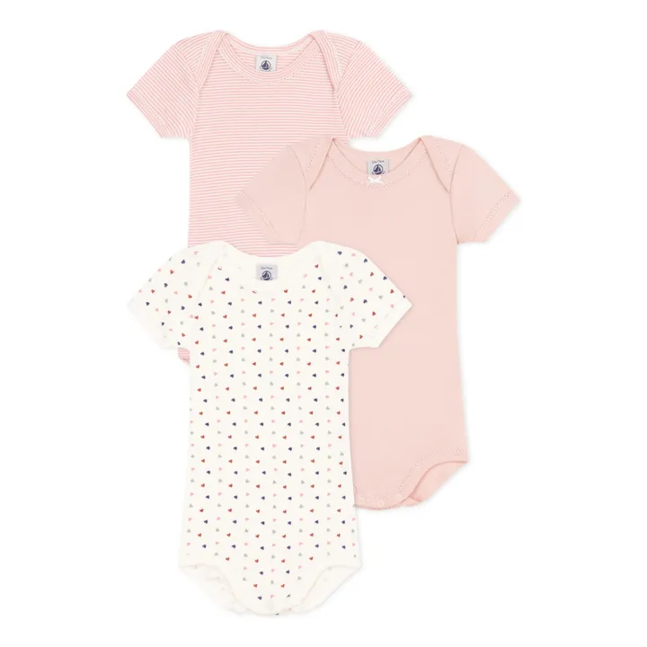 Petit Bateau Lot 3 Bodies Cœur Flo | Rose
