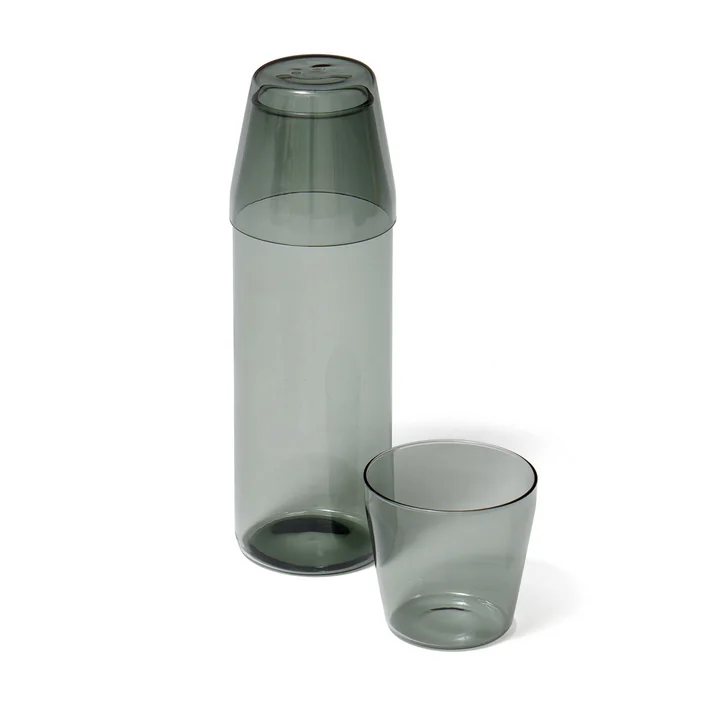 NINE - Milk Set Karaffe   Trinkglas (2er-Set), grau