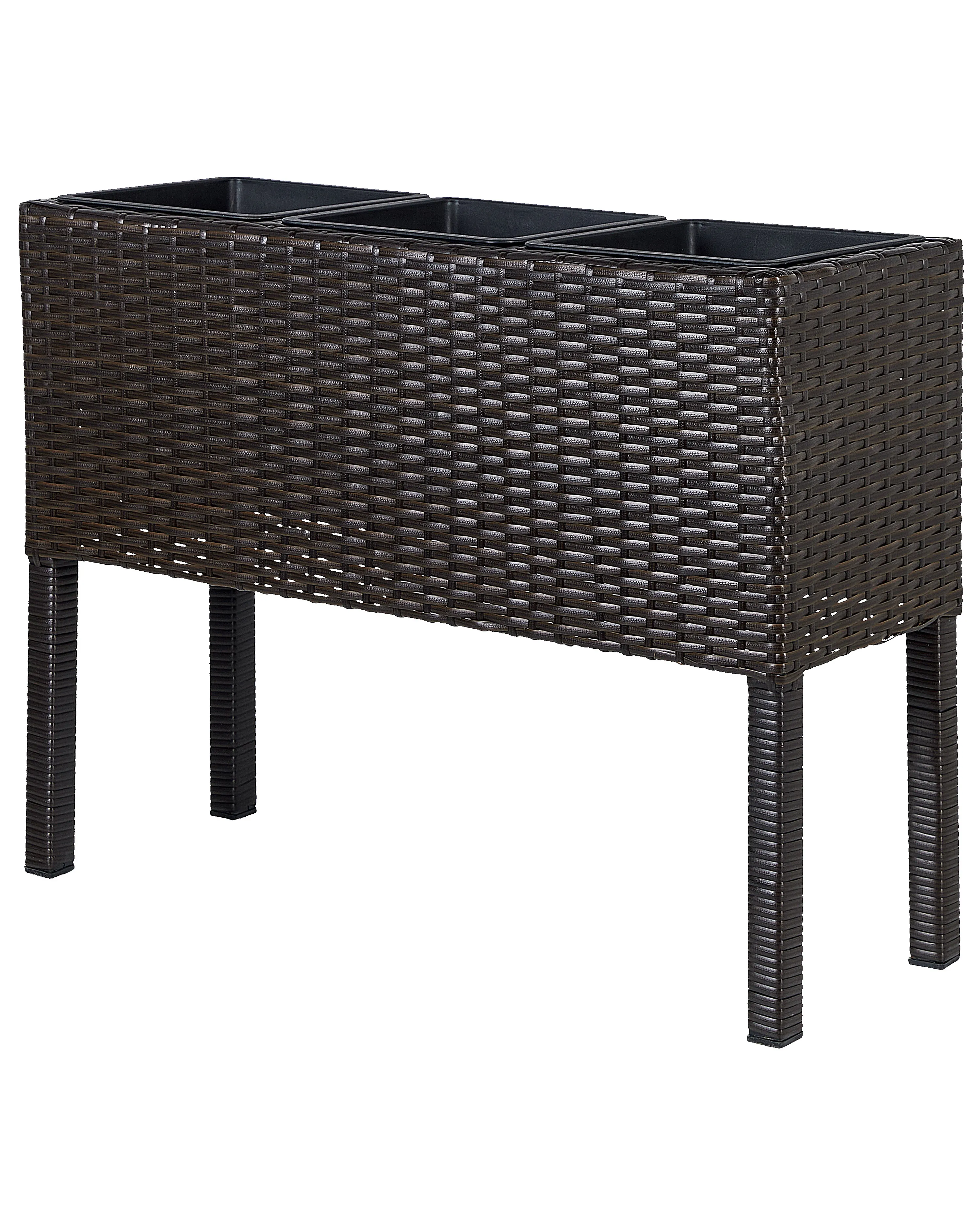 Verhoogde bloempot CARAGANA PE rotan 77 cm Donkerbruin