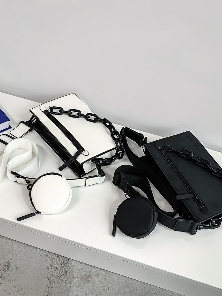 Golden Kelly - Set: Crossbodytas met kettingdetail + portemonnee