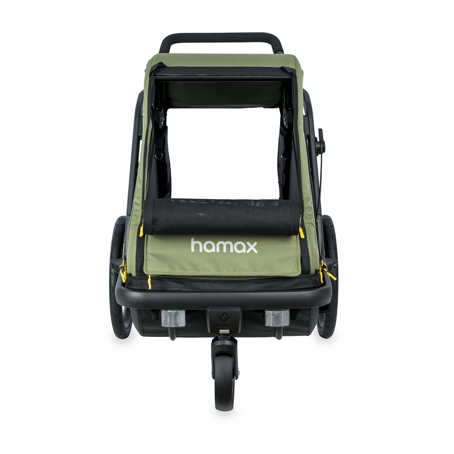 hamax Hundeanhänger mit Bett und Regenverdeck Pluto M greenblack