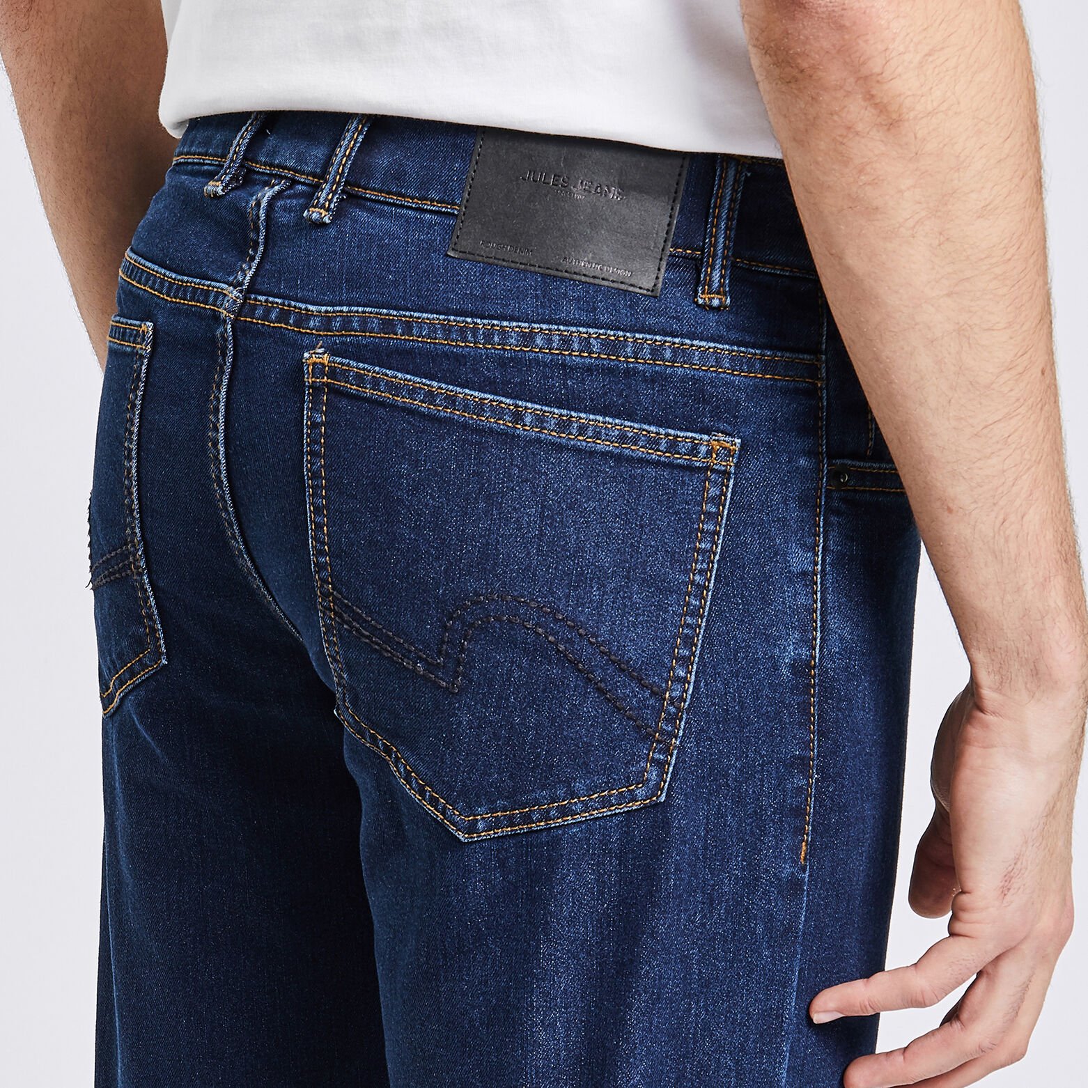 Jean regular en coton et polyester recyclés Bleu