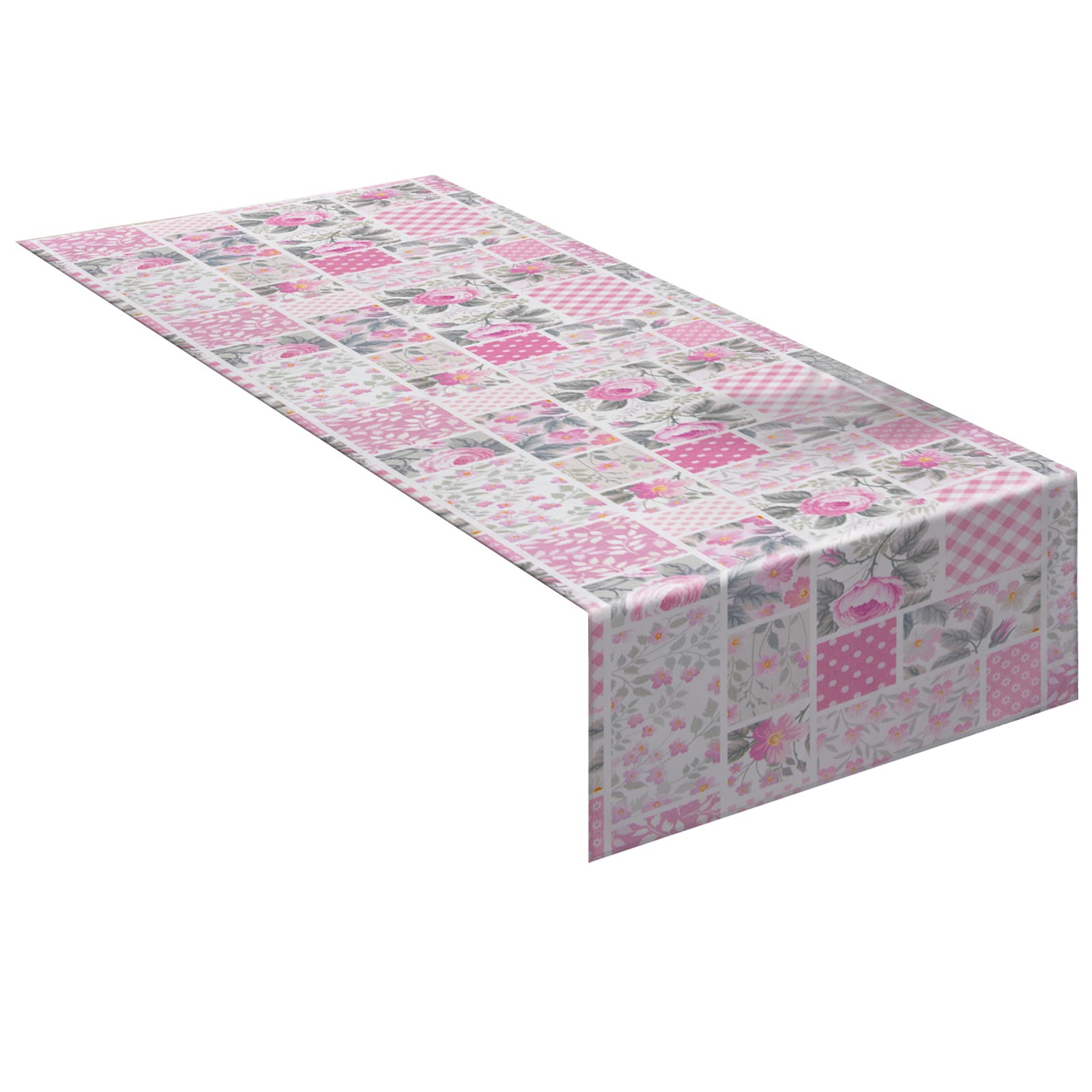 Tischläufer - rosa-weiß - Patchwork - 40x140 cm