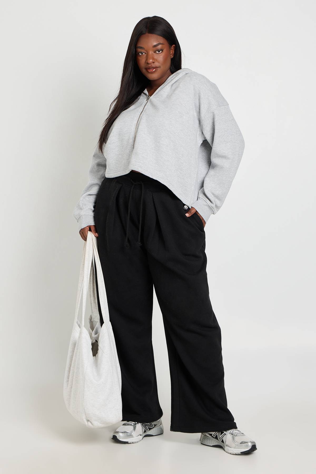 boohoo Sweat À Casynthétiqueche Grande Taille Col Cheminée Zippé Avec Cordons De Serrage