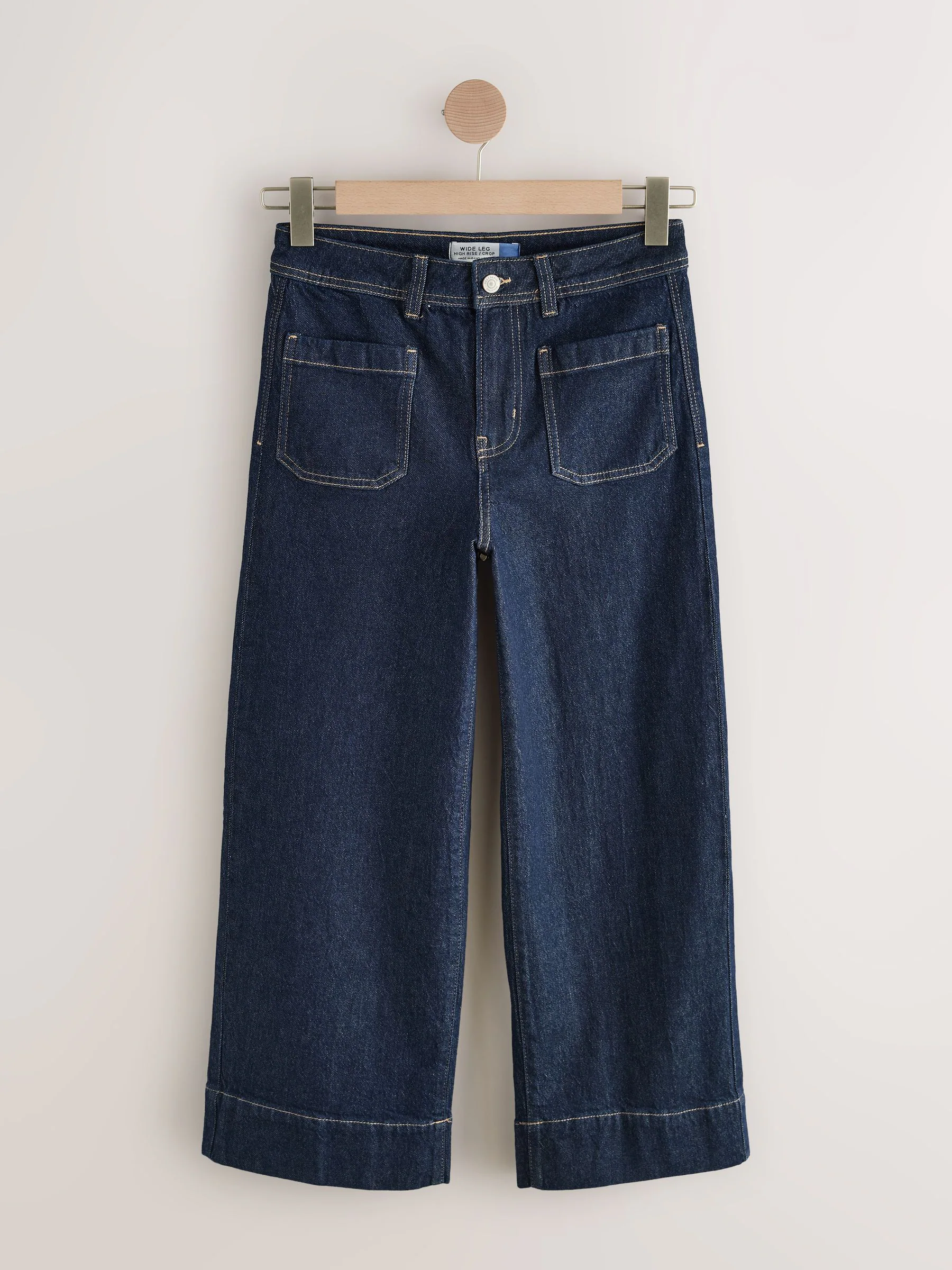 Denim-wassing - Cropped jeans met opgestikte zakken
