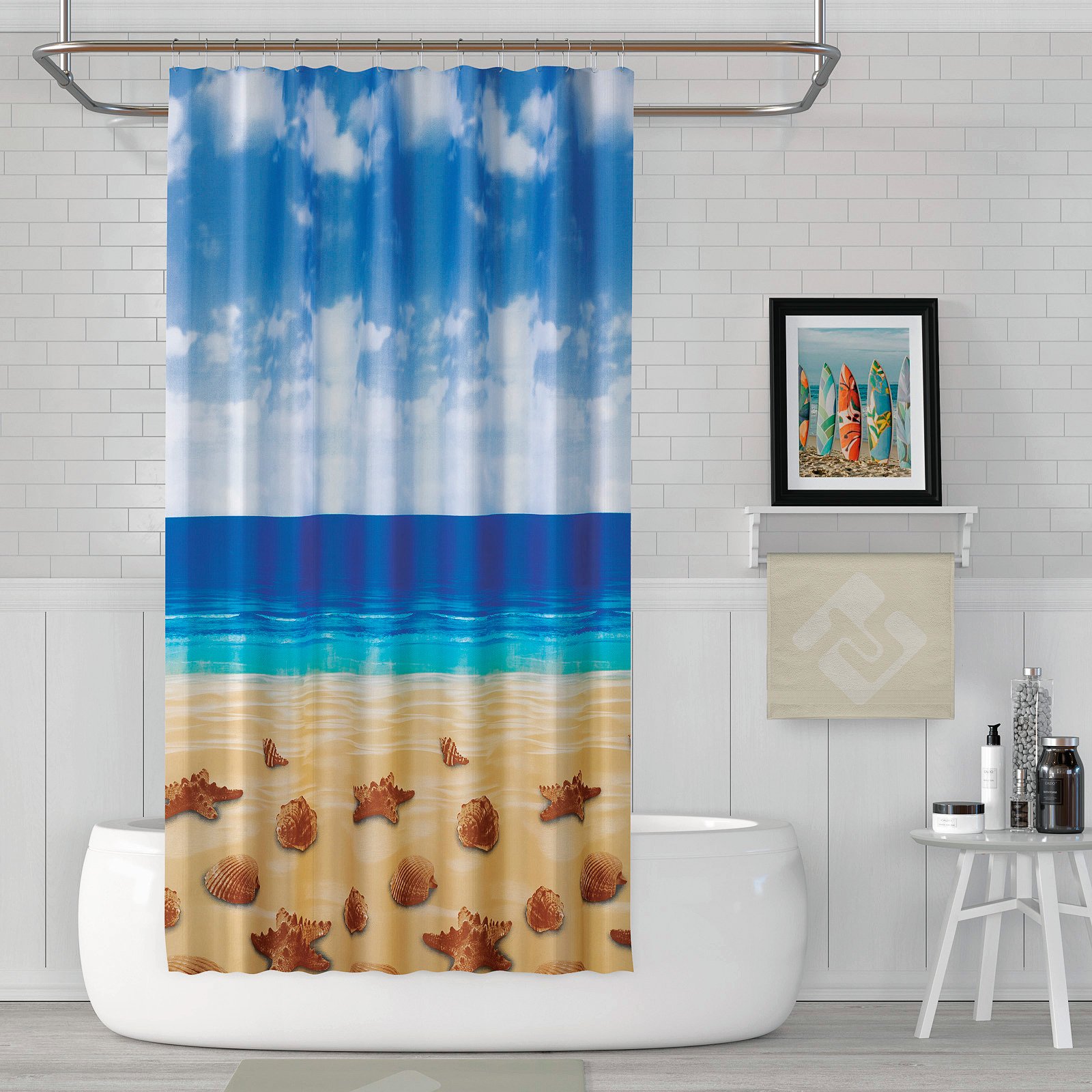 Duschvorhang JACK/TROP 180x200cm m Ringe