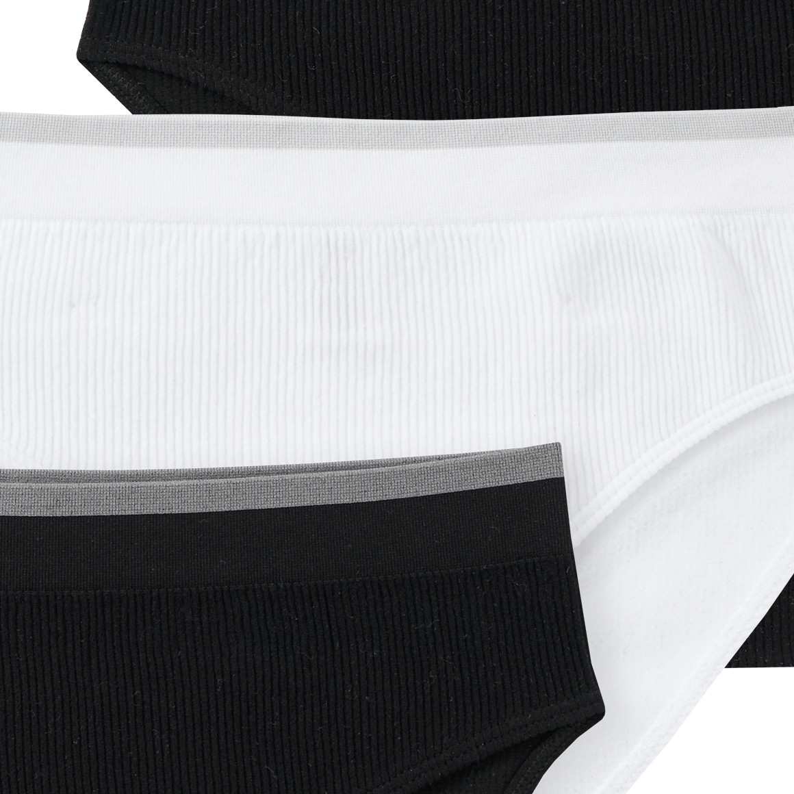 Yigga 3 Mädchen Seamless-Slips in Unifarben weiss / schwarz