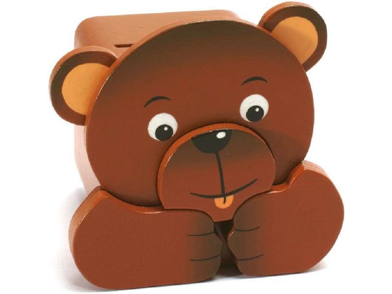 Weizenkorn Spardose Bär Sparbüchse aus Holz