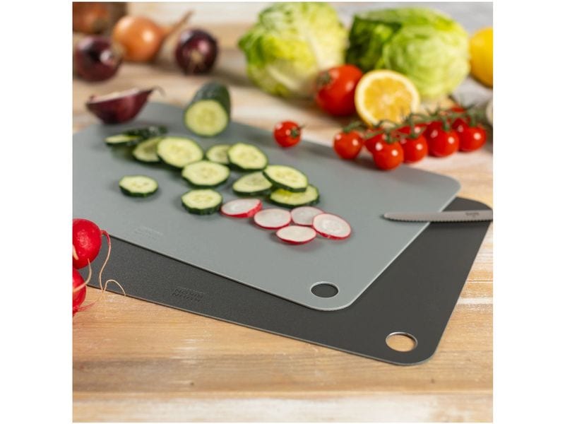 Kuhn Rikon Schneidebrett-Set 2 Stück, Grau 25 cm  x 37 cm 2-teiliges Schneidebrettset