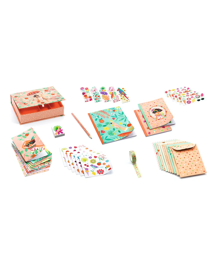 Geschenkbox MARIE mit Papeterie in orange/bunt