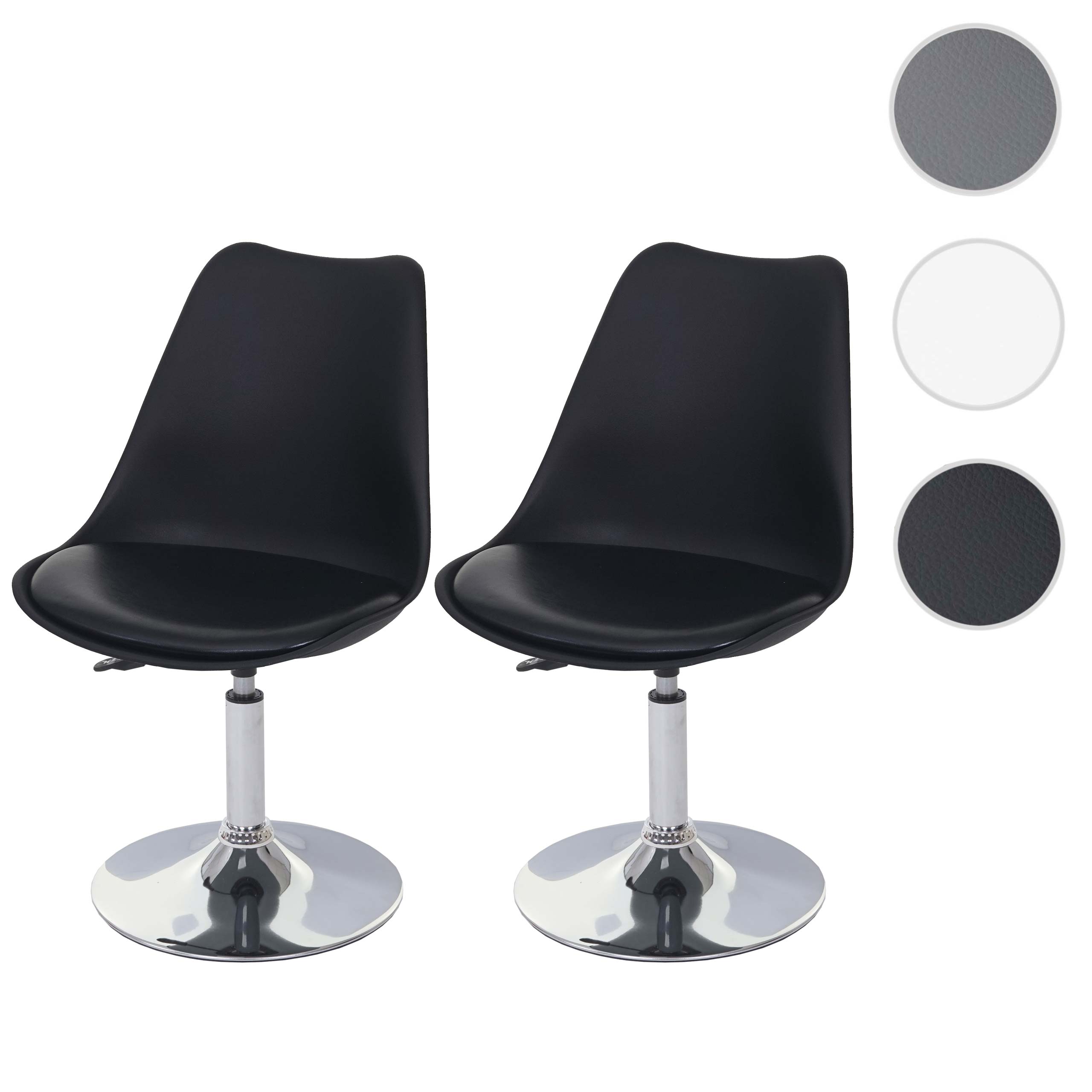 2er-Set Drehstuhl Vaasa T501, Stuhl Küchenstuhl, höhenverstellbar, Kunstleder ~ schwarz